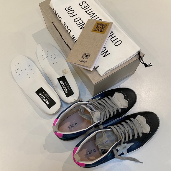 Golden Goose Mid Star Blue Denim/Pink Heel 40 NIB - Picture 7 of 12
